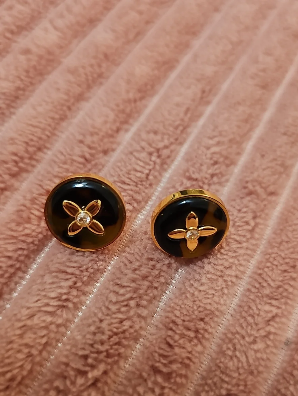 kate spade Black and Gold Floral Button Stud Earrings